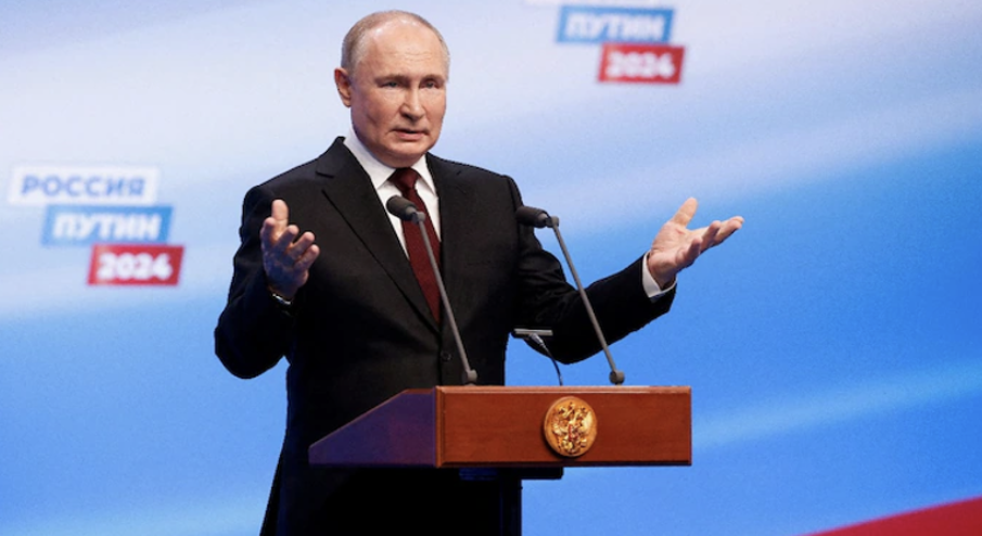 Russian President Vladmir Putin at the 2024 Russian election.